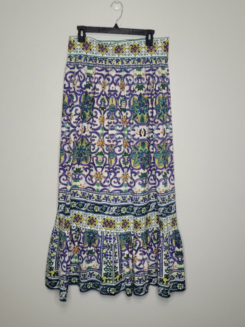 ANTONIO MELANI vacation geometric print maxi boho mosaic tile peasant skirt 10